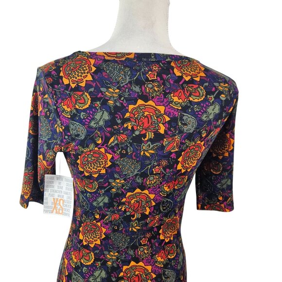 Lularoe Womens XS Floral Print Midi Dress Half Sleeves & Stretchy Fit Multicolor - Picture 6 of 10